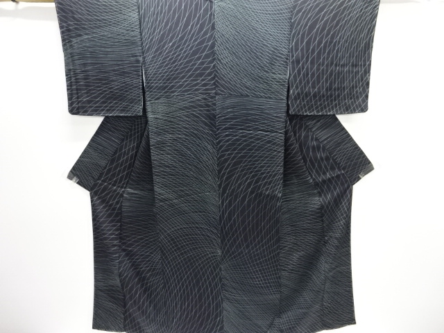 未使用品　変わり格子模様小紋着物